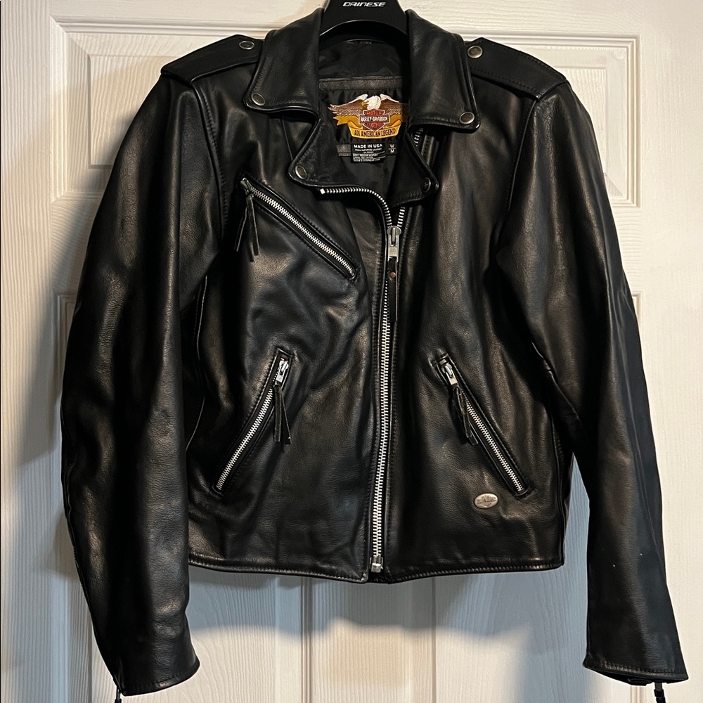 🖤🧡 HARLEY-DAVIDSON Women’s Black Leather Jacket M 🏍️